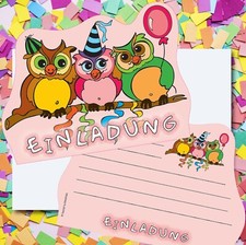 6 EINLADUNGSKARTEN EULE Eulen