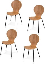 KHG 4er Set Stapelstühle, aus Schichtholz mit Eiche-Dekor - Sitzhöhe 45 cm