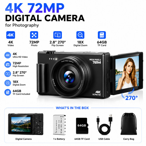 Autofokus digitalkamera - 4k,