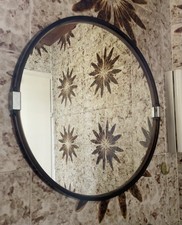 Original Spiegel Rund Space Age 70er Jahre Badspiegel Wandspiegel Braun 50 cm