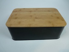 Brotkasten Brotbehälter Brotkiste Aufbewahrungsbox Metall Holz schwarz