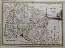 Schwaben Original Kupferstich Landkarte von Cassini 1797 Roma Selten