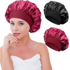 Seidenhaube zum Schlafen, 2 Stück Silk Bonnet Sleep Cap Verstellbar Schlafhaube 