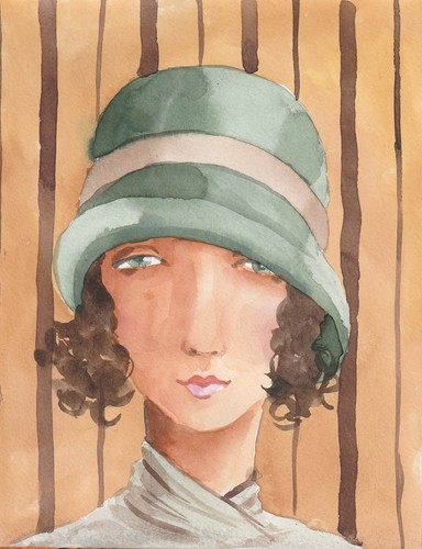 Original aquarell frau - original, mit
