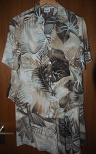 Damen Kostüm 2 tlg brauntöne Blätter kurzarm DELMOD   Gr L 42 44 Büro Freizeit