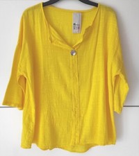 💛Made In Italy Moda Italia Bluse Leinenoptik Gelb Einheitsgröße 38-42 Neu💛