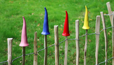 B-Ware!!! 12x Zaunhocker Mütze Keramik Dekoration Garten Figur Pfosten Außen