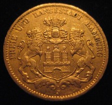 MDS DEUTSCHES REICH KAISERREICH 20 MARK 1878 J "WAPPEN HAMBURG", GOLD  #PS