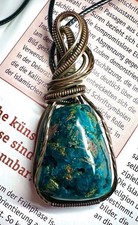 Premium Dioptas Edelstein Kristall Makramee Kupfer Schmuck / Anhänger Kette