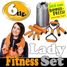6tlg. Lady Fitness Set: Expander ✴2 Softhanteln je 800g ✴Springseil ✴2 Handgrips
