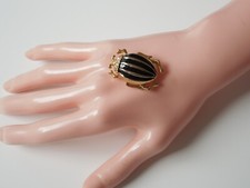 Brosche Käfer Email Schwarz