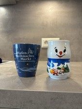 2x Tassen Weihnachtsmarkt Schneemann Düsseldorf Altstadt Köln Schokoladen Museum