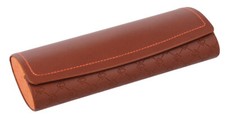 elegantes ovales Brillenetui SPLIT mit Magnetverschluss - orange-braun | NEU