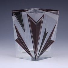 Art Deco Glas & Emaille Vase