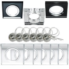 LED Glas Einbaustrahler Rahmen GU10 Fassung 6-Pack 230V Spot Eckig Einbauleuchte