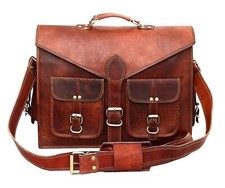 Neue Herren Schulranzen Aktentasche Handarbeit Echt Umhängetasche...
