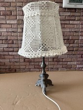 Lampenfuß 70er Jahre Tischlampe  Zinn  Lampe Tischlampe Mit Gehäkeltes Vintage
