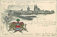 Ansichtskarte Nordrhein-Westfalen (b246) Köln Blick v. Deutz Wappen Heraldik 190