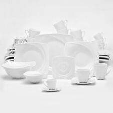 VAN WELL Kombiservice CELEBRATION 50-teilig für 6 Personen Porzellan eckig weiß