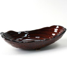 Schale oval rotbraun, 20 x 9,5 cm, original Japan