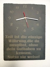 Design Wanduhr Schiefer 40x30cm leises Quarzwerk sehr elegant! Mit Anekdote