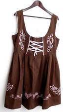 Damen Trachten Dirndl ärmellos braun m. Stickerei Gr. 44