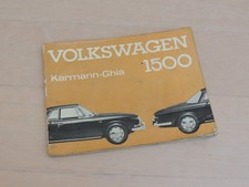 VW Karmann Ghia 1500 Betriebsanleitung Typ 34 Stand 1964