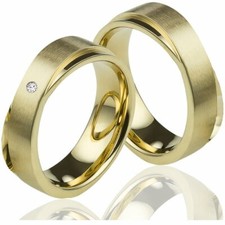 2 Ringe Eheringe Partnerringe Freundschaftsringe Trauringe mit Diamant MOR28