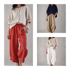 Damen leinenhose weiß - leinenhose, camel