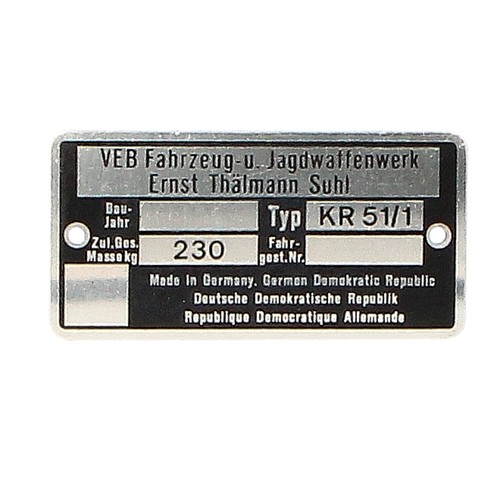 Typenschild blanko für simson - typenschild,