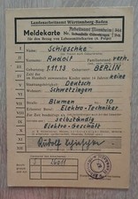 Arbeitsamt Mannheim Meldekarte