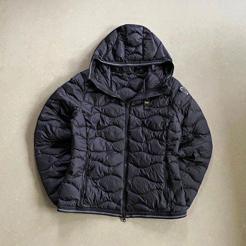 Blauer usa steppjacke lang mit - blauer,