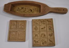 2x antike SPRINGERLE FORMEN + BUTTERFORM Set Spekulatius Backformen Tiere Küche