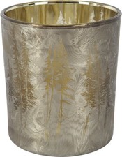 TrendLine Kerzenhalter aus Glas Ø 9 x 10 cm gold  Teelichthalter