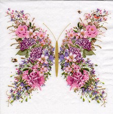 3 Servietten ~ Sommer, Insekten, Schmetterling aus Blumen ~ 33x33