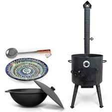 Gusseisen Kazan 12 L Deckel Utschak Feuerofen 40cm Schaumlöffel казан Lagan учак