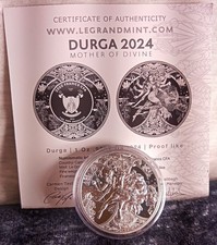 DURGA Hindu Divinity 1 Oz Silver Coin 2000 Francs Cameroon 2024