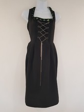 Vintage Kleid schwarz Gothic Dirndl Oktoberfest Gr. 14 16 Midi Taschen Schürze