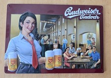 Retro Blechschild Schild Budweiser ca. 29,5 x 21 cm - Top Zustand!
