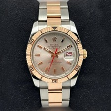 Rolex Datejust Turn-O-Graph 36mm 18K Rose Gold Stahl Silber Dial Uhr 116261