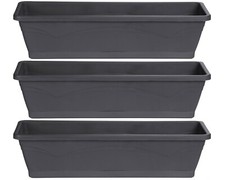 Ondis24 3x Balkonkasten Rom Blumenkasten mit Untersetzer anthrazit Pflanzkübel