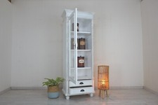 Vintage Weichholz Vitrine in Shabby-Chic-Weiß im Landhausstil
