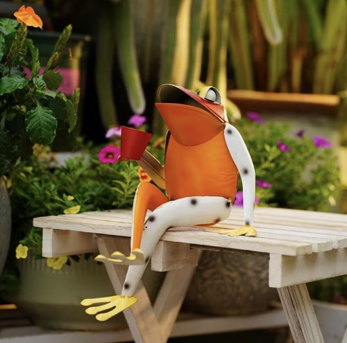Dekofigur frosch orange - dekofigur,
