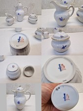 KPM BERLIN Porzellan Rocaille Dekor Mokkaset 3-tlg. Set Mokkakanne Zuckerdose Mi