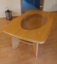 Couchtisch Erle Massiv mit Glasplatte Sofatisch Wohnzimmertisch Tisch