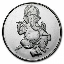 Ganesha - Hindu God - 1 OZ .999 Fine Silber Round