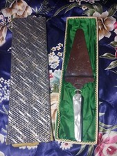 Vintage Perlmutt Tortenheber Messing Verchromt Handgraviert Retro