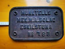 Lokschild Altes Guss Original Lok Schild Eisenbahn antik alt Schweden um 1890