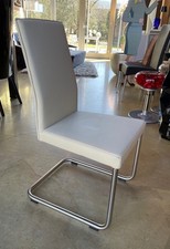 KFF AURA HIGH Freischwinger Stuhl Esszimmer Leder Weiß Edelstahl