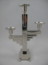 Kerzenleuchter Kerzenständer Silber Art Deco Bauhaus Kandelaber 3 flammig H.32cm